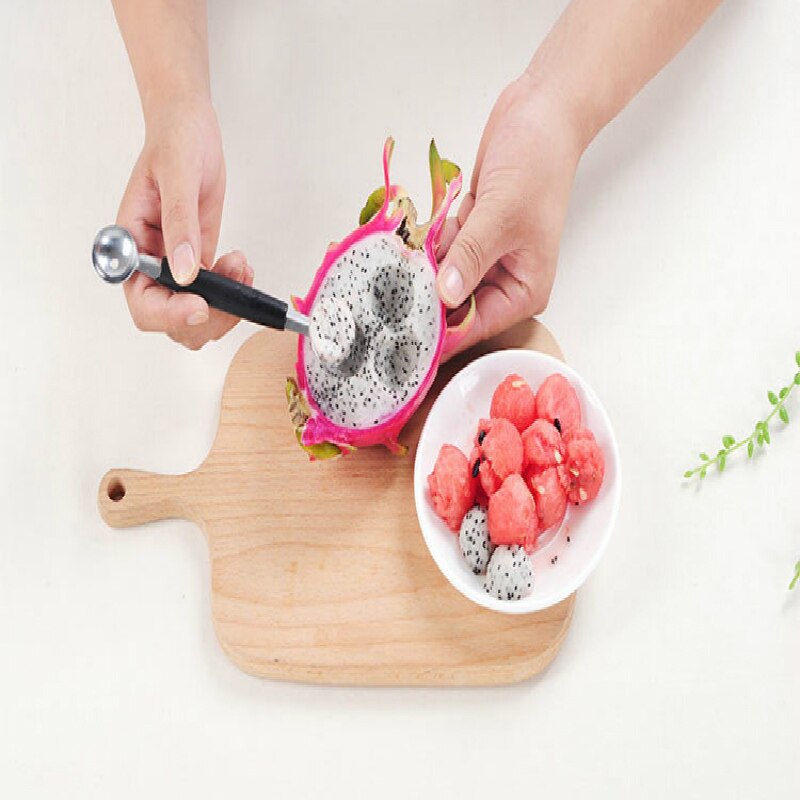 1Pc Huishoudelijke Rvs Double-End Melon Ijs Baller Scoop Fruit Lepel Keuken Gadgets