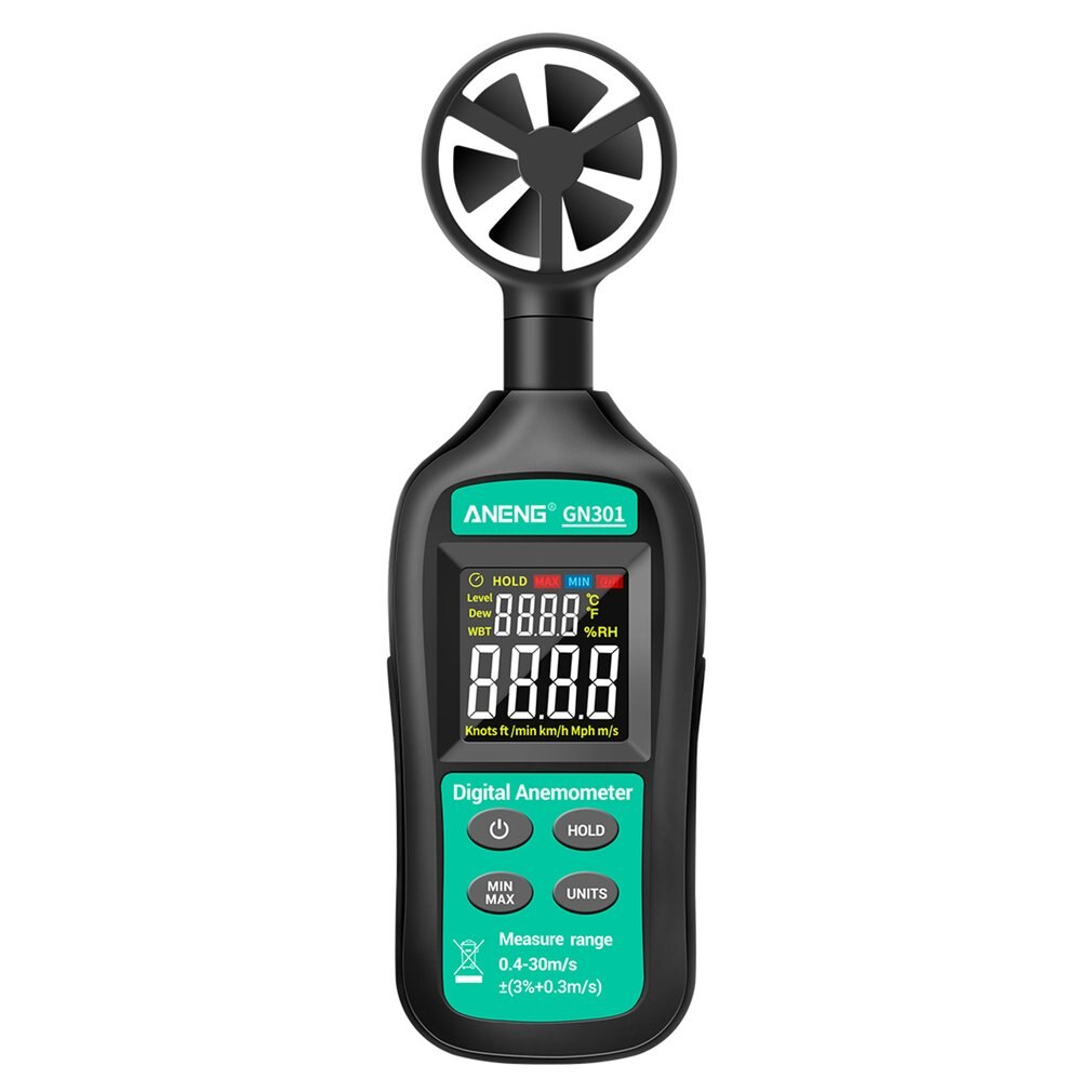 GN301 Digitale Anemometer 0-30 M/s Wind Meter -10 ~ 45C Temperatuur Tester Anemometro Met Lcd Backlight display