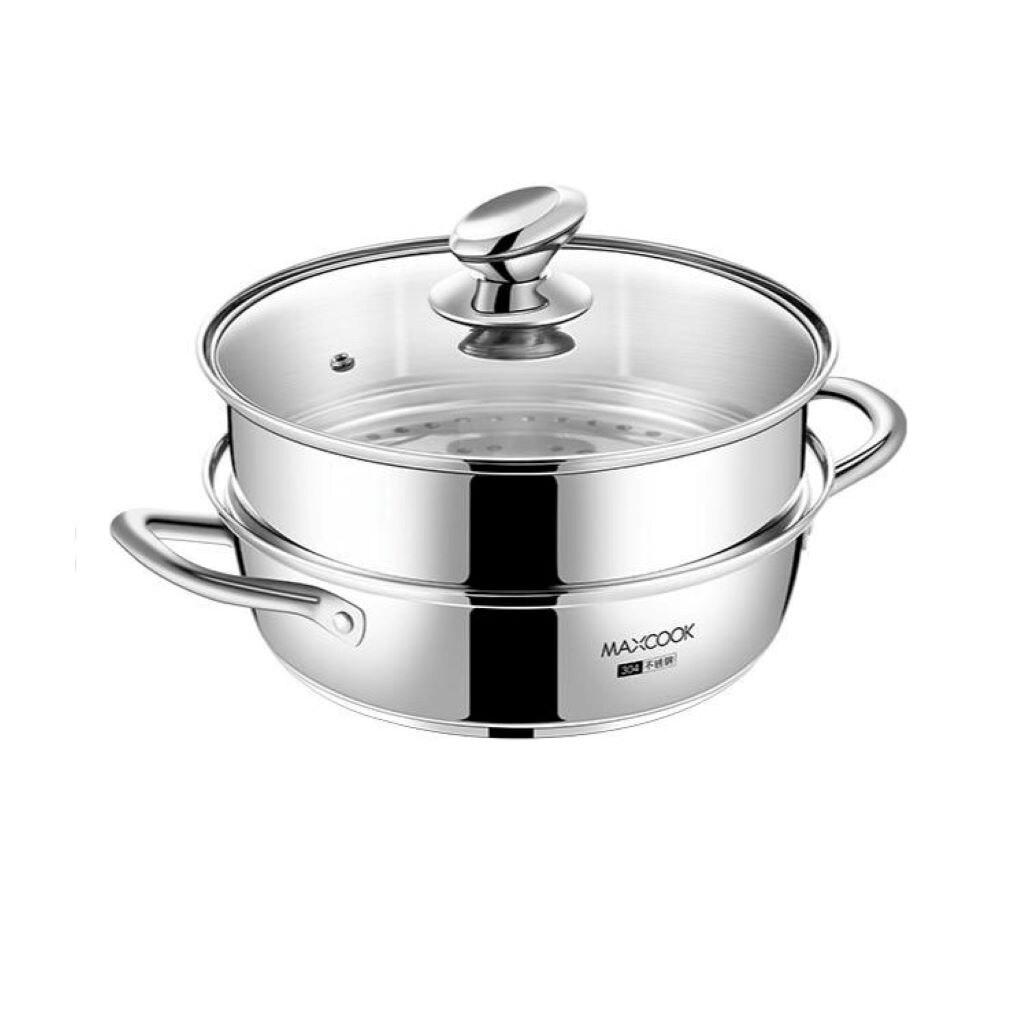 Premium Heavy Duty Stainless Steel Steamer Pot Cooking Pot with Glass Lid | Stack and Steam Pot for All Cooking Surfaces