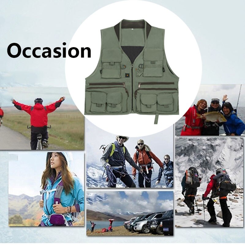 Chaleco de pesca de malla para hombre, chaqueta con múltiples bolsillos para fotografía, trabajo al aire libre, chaleco para entrevista, abrigo para acampar al aire libre y senderismo