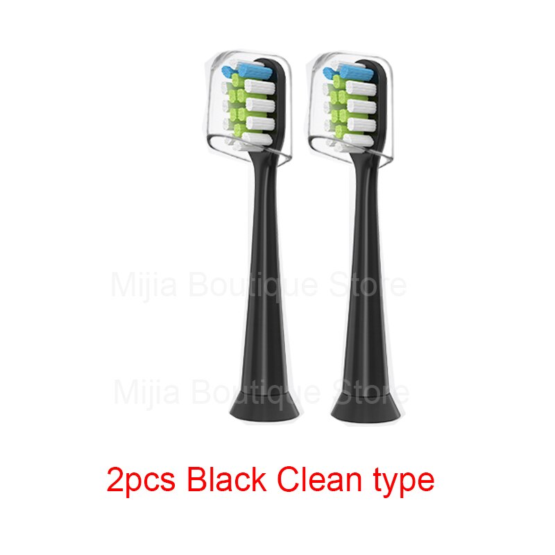 Dla Xiaomi Mijia T300 / 500 / SOOCAS elektryczna główka szczoteczki do zębów uniwersalne końcówki do szczoteczki do wybielania 3D: 2pcs Black Clean typ