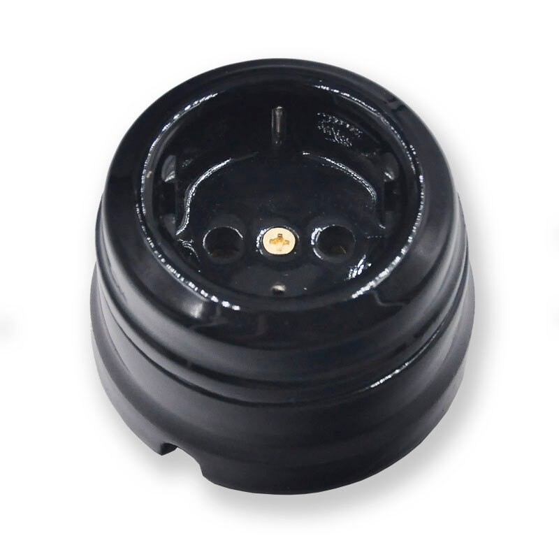 Prises électriques européennes en céramique, Standard ue, noir, blanc, marron, 16A: Black
