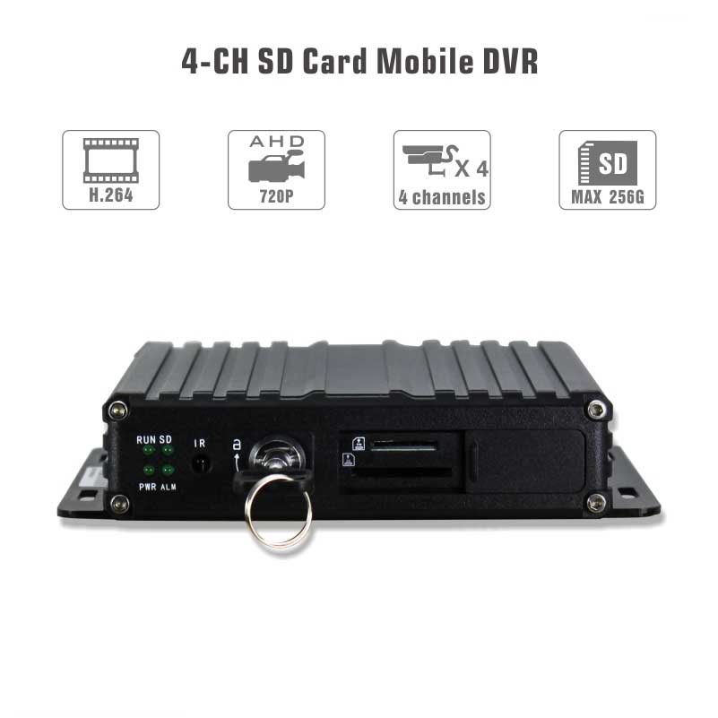 4ch ahd 720p AHD TVI CVI Alalog 4-in-1 256gb sd card mobile dvr, sd card car dvr bus dvr