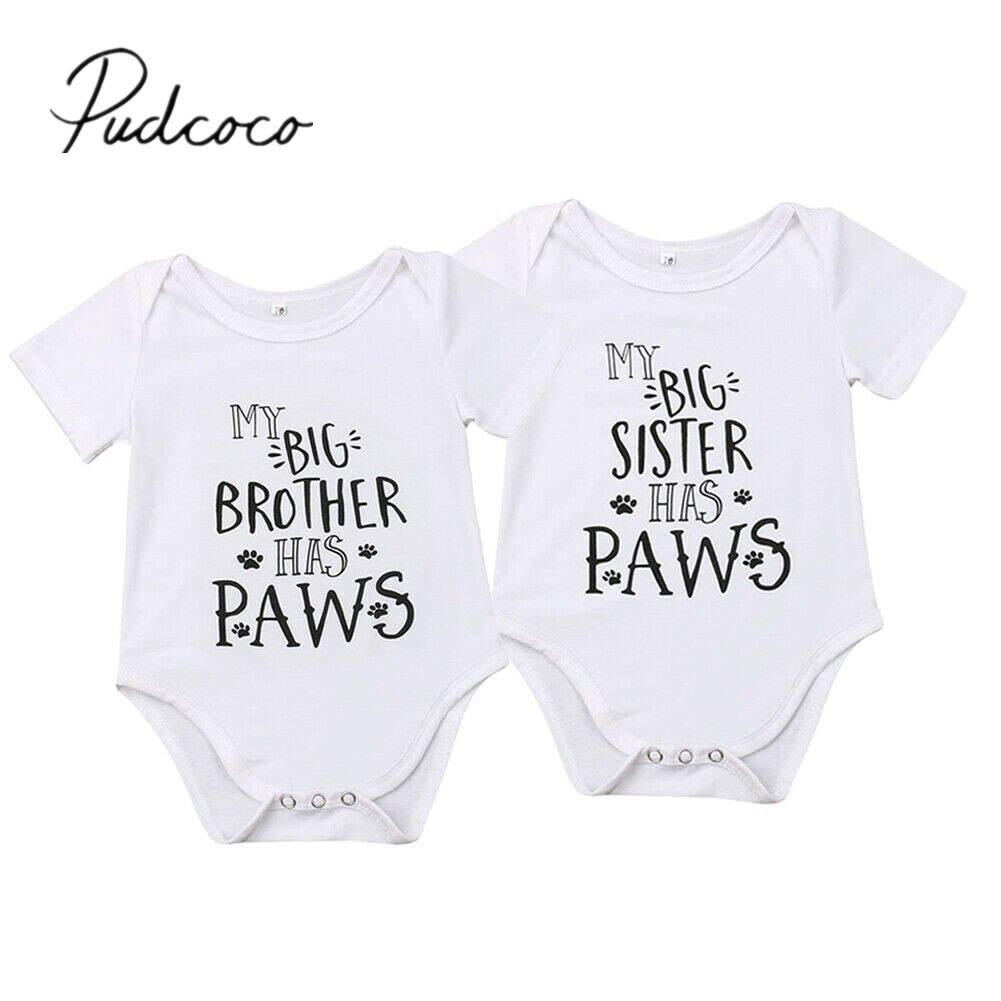 Baby zomerkleding cue baby baby jongen meisje bodysuit letter print korte mouwen witte jumpsuit kleding match outfits 0-18m