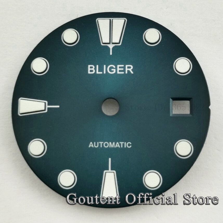 Bliger 28.5mm sterylny czarny/niebieski/zielony zegarek tarcze świecąca tarcza dopasowanie etai2836 2824,Miyota8215 821A,DG2813 3804 ST1612 ruch: A5-bliger logo
