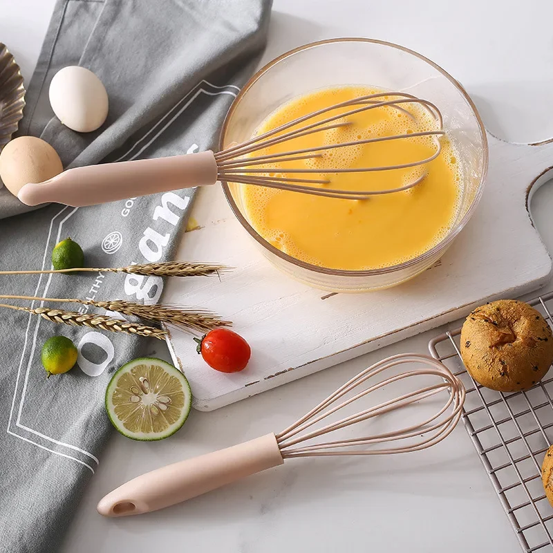 Batidor de huevos Manual, batidor de globos de silicona de plástico, mezclador de crema, batidor de mezcla, herramientas para huevos estilo bobina de globo