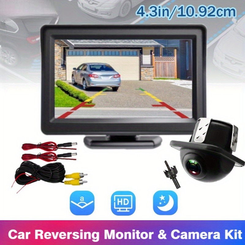10.92cm Car Backup Camera System with HD Monitor & Wide-Angle Rear View, Night Vision,Easy Install Fit for Cars,Trucks,SUVs, RVs