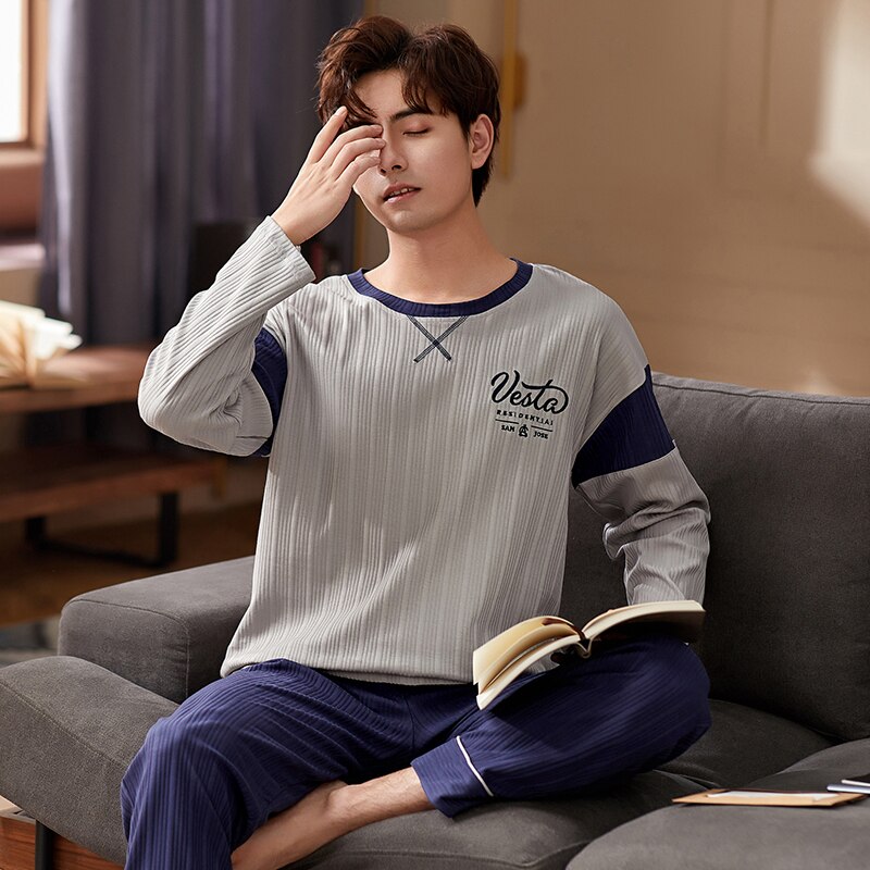 Prowow Men's Comfortable Sleepwear Home Clothes Winter Autumn Cotton Pajamas Set Male Lounge Wear Leisure Pijama Suit Homewear