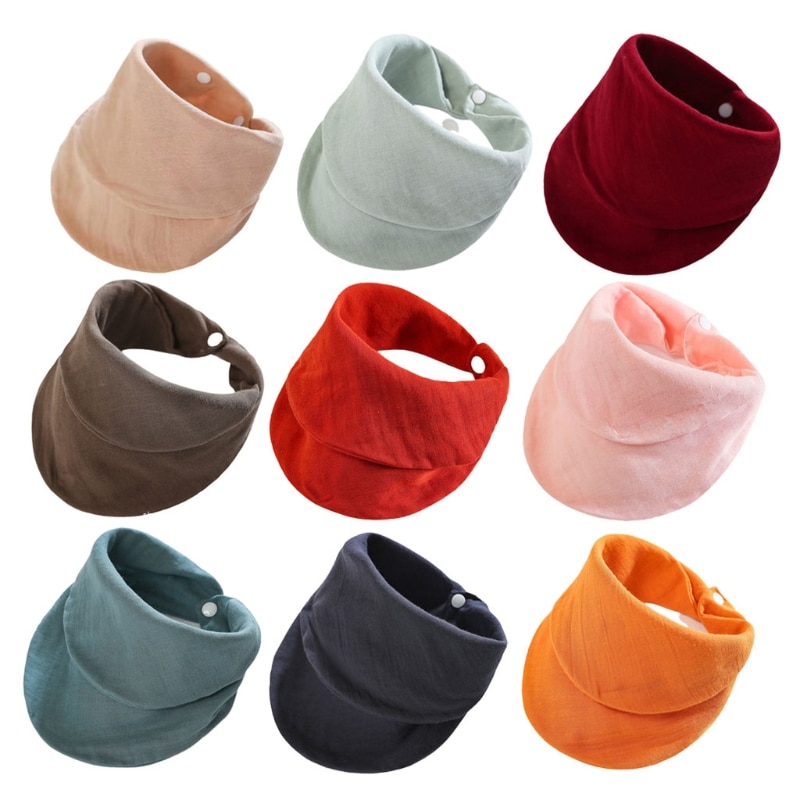 Bavoir en gaze de coton pour -né, écharpe triangulaire de couleur unie, serviette d'alimentation en salive, Bandana, tissu de rots, de douche pour garçon et fille