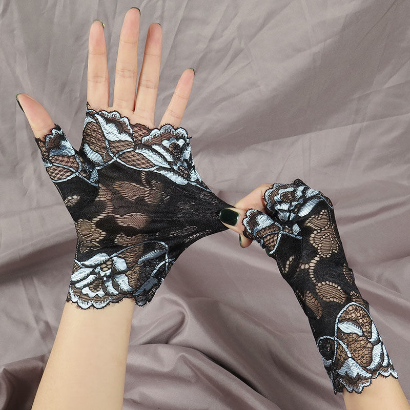 Gants de danse de marin d'été longs sans doigts pour femmes, Sexy, demi-doigt en dentelle, en résille, élégants, mitaines en maille