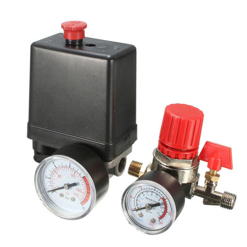 7.25-125 PSI Small Air Compressor Pressure Switch Control 15A 240V/AC Adjustable Air Regulator Valve Compressor Four Holes
