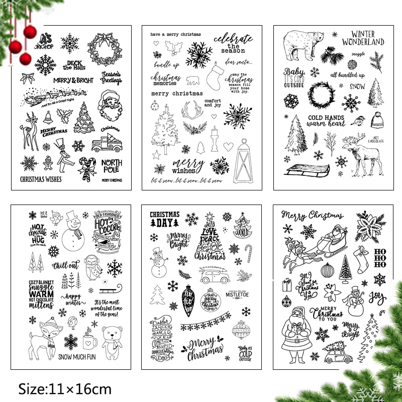 Julsnögubbe/tomten genomskinlig klar stämpel för gör-det-själv scrapbooking/fotoalbum dekorativa klara stämpelark 11*16cm