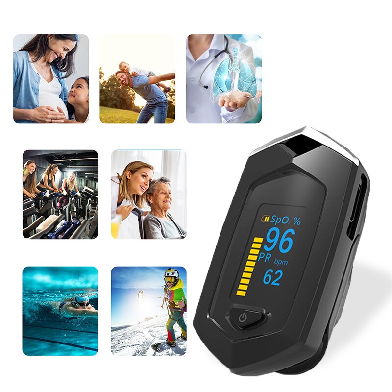 OLED Finger Pulse Oximeter Chargeable Blood Oxygen Oximeters Blood Oxygen Saturation Meter Health Diagnostic Monitor