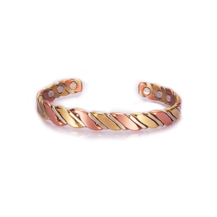 Bracelet magnétique Vinterly boule de cuivre or Rose manchette ouverte Bracelets réglables Bracelets pour femmes Bracelets de cuivre torsadés: CB011