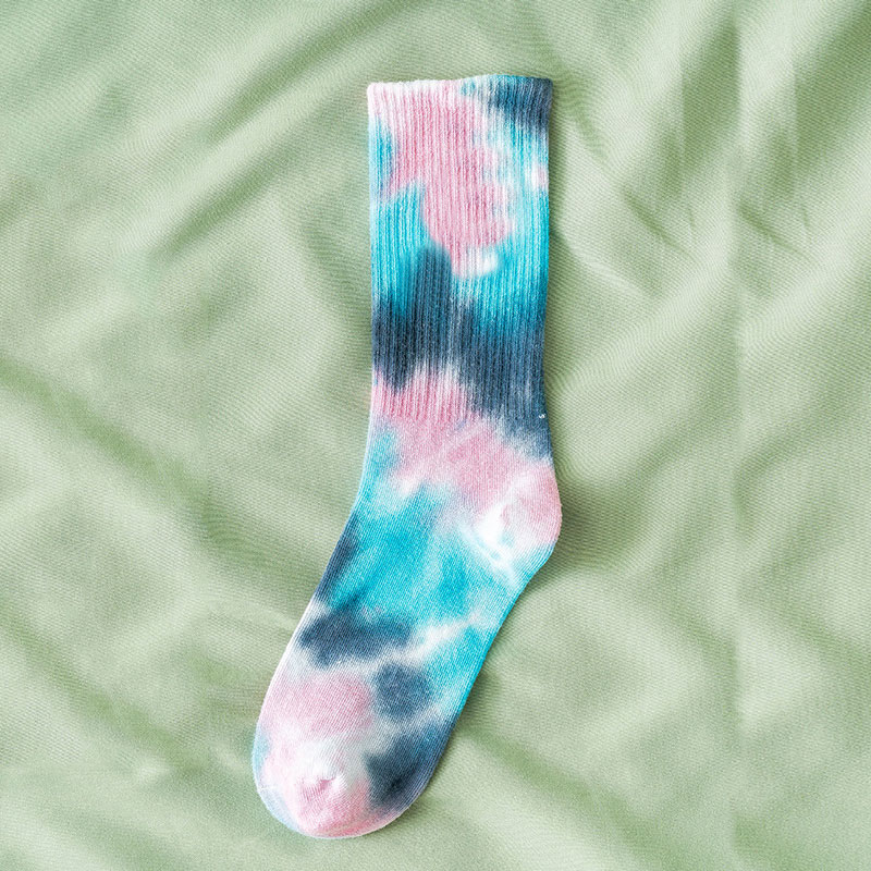 Cotton Skate Socks Men Women Sock Knee-high Funny Cycling Running Hiking Tie Dye Sox harajuku hip hop happy socks: E791885C