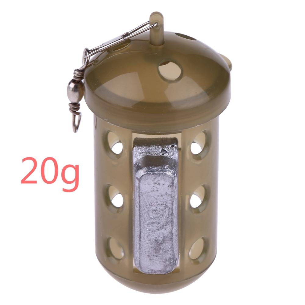 20/30/40/50/60g alimentador de carpas para Pesca de cebo jaula atraer pozo dispositivo/plomo de Pesca de alimentación a través de la jaula de la Caja: 20g