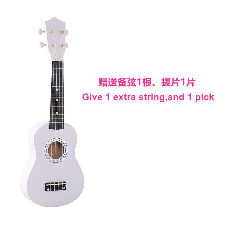 21-Inch Hout Ukulele Kerstcadeau Ukulele Kinderen Vier-Snaar Kleine Gitaar Kleur Ukulele Gitaar Reizen Gitaar Ukulele kit: white
