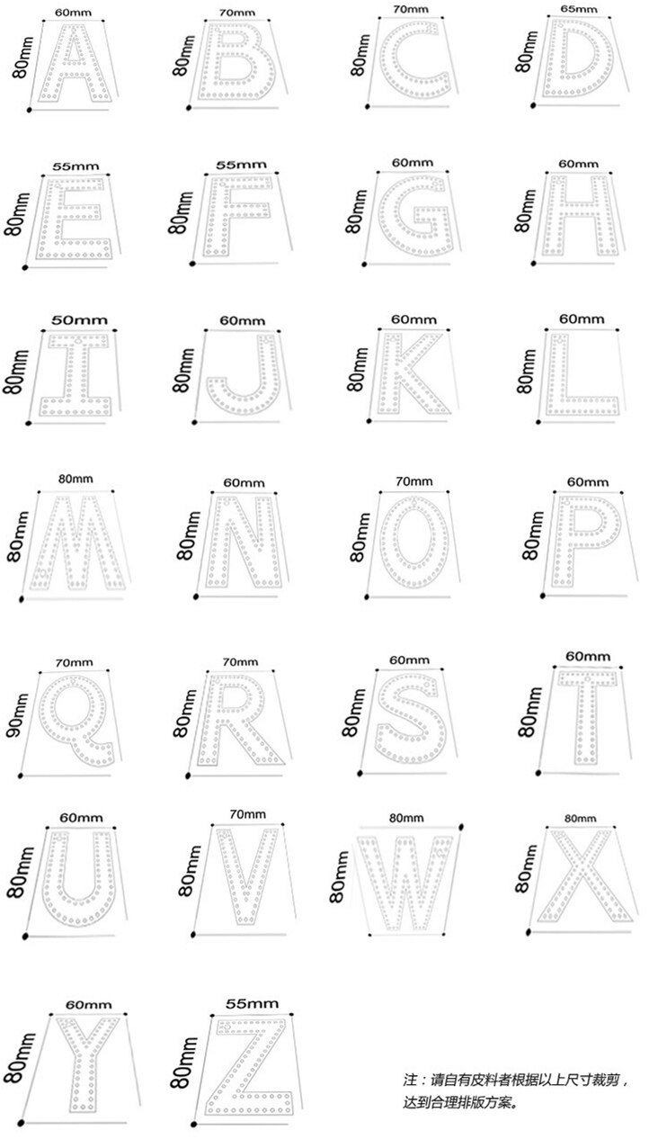 26 ensembles/lot artisanat cuir bricolage suspendus décoration alphabet mots lettre pvc modèle de trou de couture