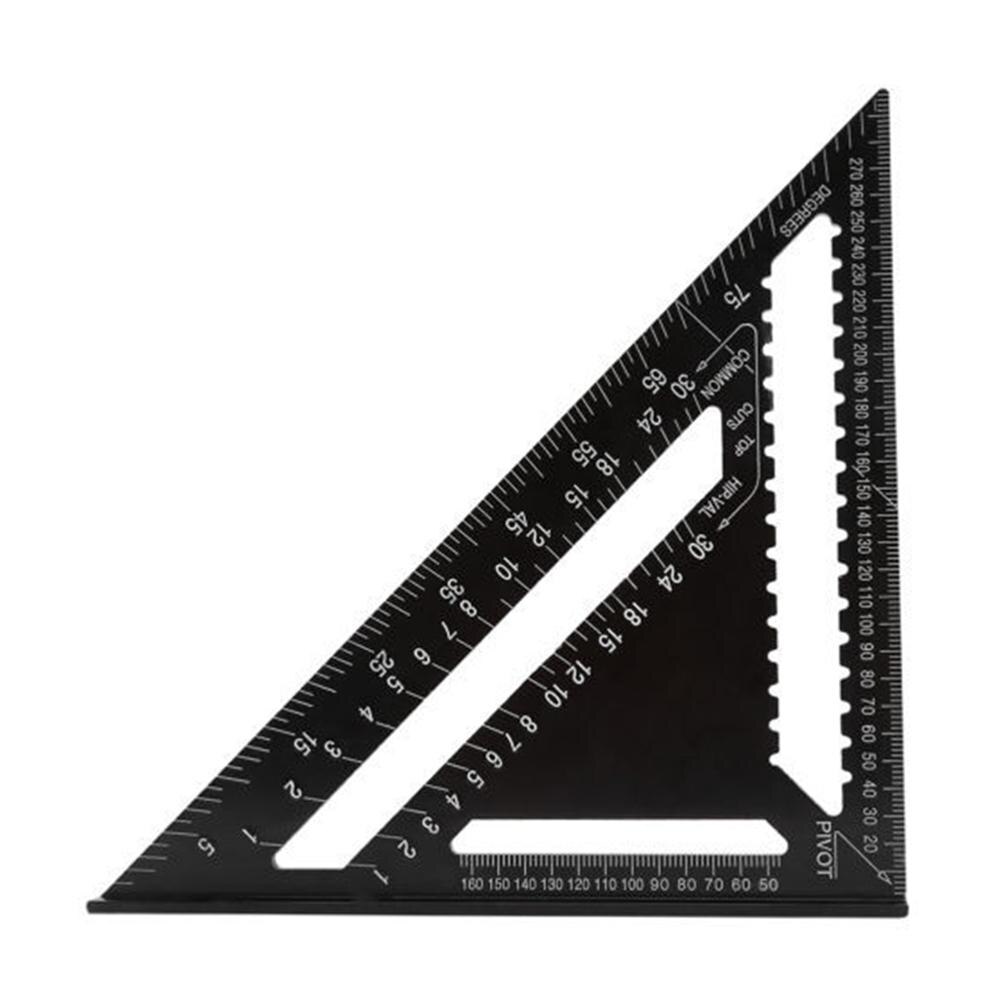 12 inch Speed Square Metric Triangle Ruler Aluminum Alloy Measuring Ruler Woodworking Angle Protractor For Building Framing Tool: Black 12 inch
