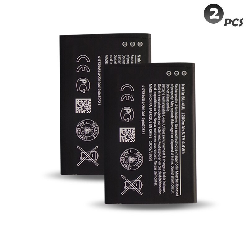 BL-4UL 3.7V 1200mAh Replacement Li-ion Polymer Battery For Nokia Mobile Phone Asha 225 Asha225 RM-1011 RM-1126 RM 1011 1126: 2PCS