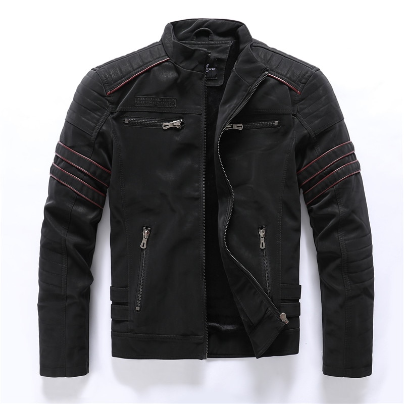 Herfst Winter Mannen Lederen Jas Casual Mode Stand Kraag Motorjas Mannen Slim Highqualit Lederen Jassen