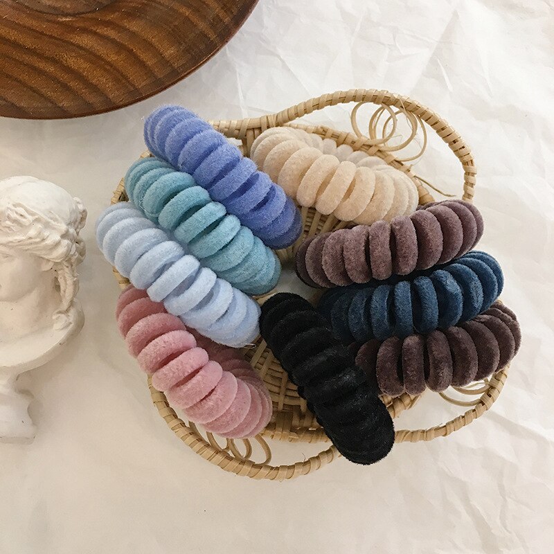 Hohe Elastizität Telefon Spule Haarbänder Frauen Spirale Haar Krawatten Mädchen Haar Ringe Seil Einfarbig Haar Zubehör Gum Scrunchy
