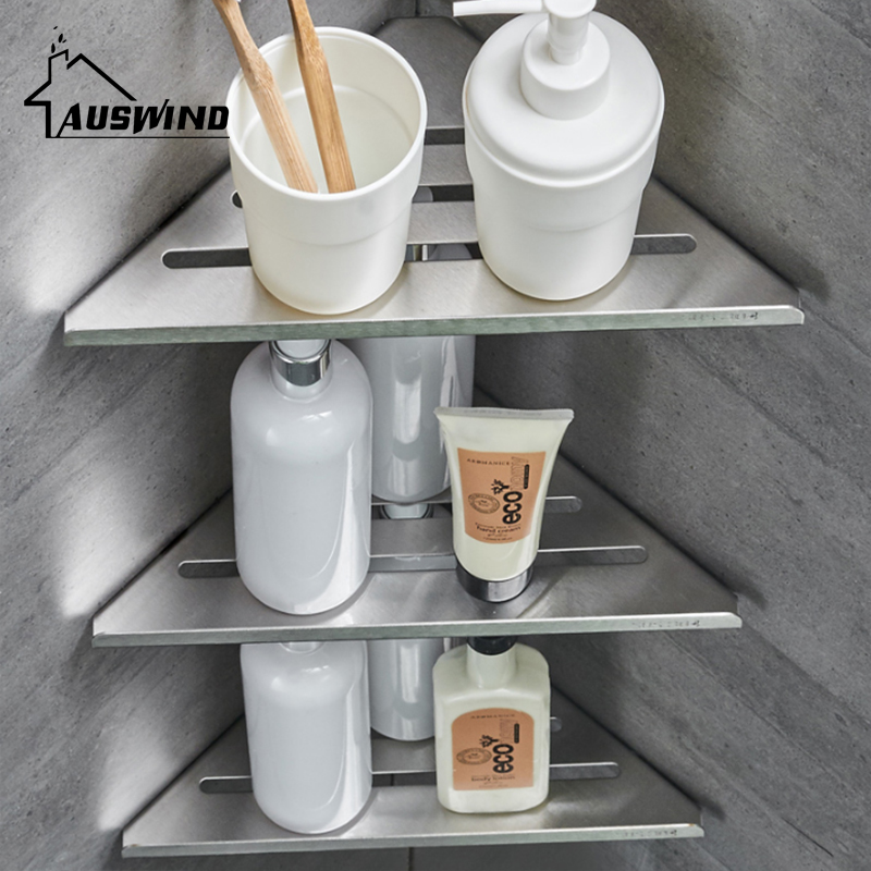 Corner Shelf Single Layer 304 Stainless Steel Bathroom Shelf Wall Mounted Stainless Steel Shelves Bathroom