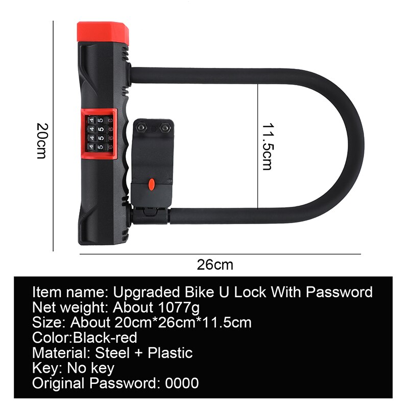 WEST BIKING Bike U Lock With Password Anti-theft MTB Road Mountain Motorcycle Steel Cable candado bicicleta Cycling Bicycle Lock