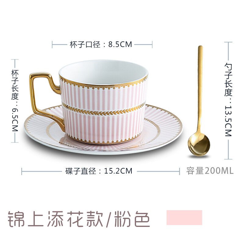 Äthiopischen Luxus Kaffee Tasse einstellen Porzellan Gold Tasse Untertasse Löffel einstellen Gestreifte Geschäft Tee Tassen Xicaras Königlichen Tasse einstellen AC50BD: Stil3