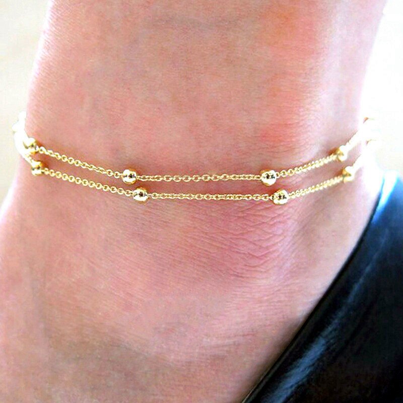 Tobillera bohemia pulsera en la pierna corazón tobilleras femeninas descalzo para mujer cadena de pierna joyería de pie de playa: Pistola negra plateada