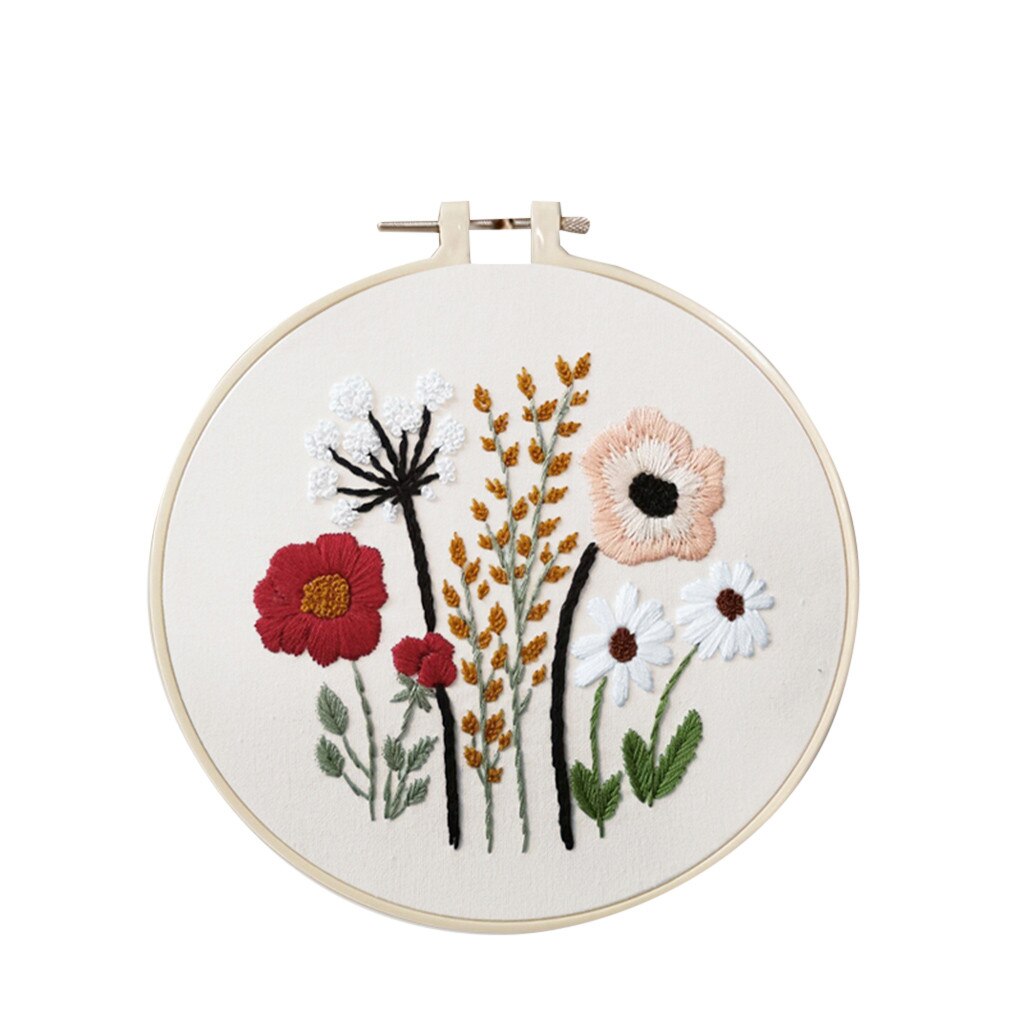 3D Embroidery DIY Cross Stitch Kits Cartoon Flower Patterns Needlework Set with Embroidery Hoop Handmade Arts Crafts Sewing: A