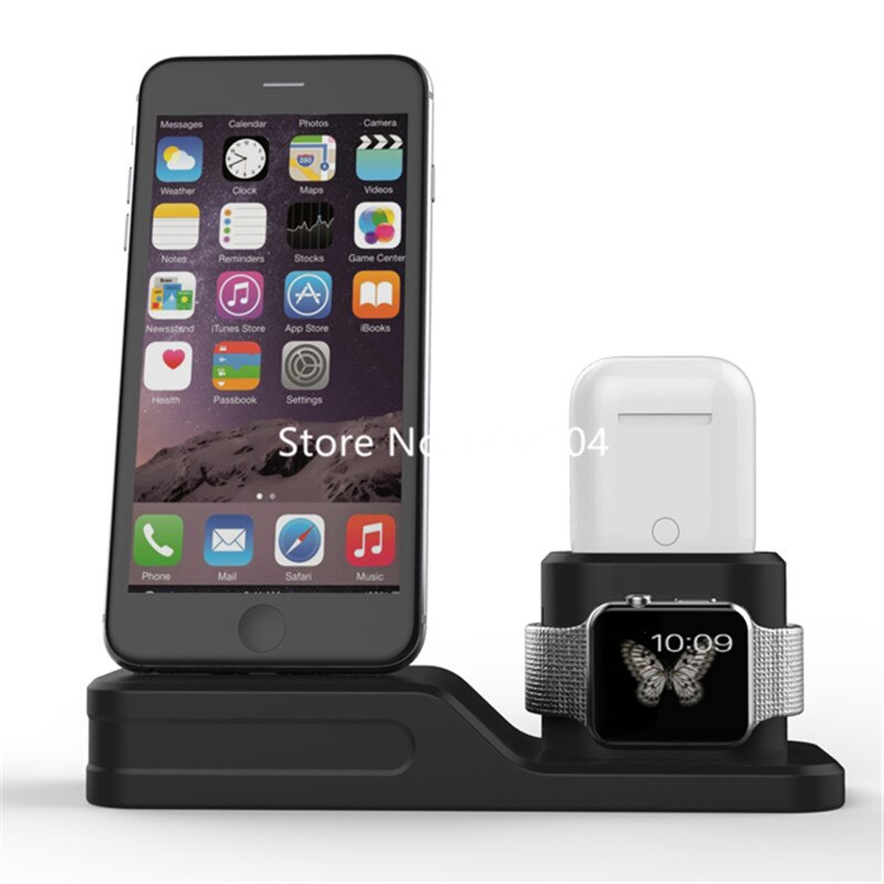 4 In 1 Charging Stand Voor Apple Horloge, Full-Gesloten Silicon Laadstation