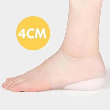 Semelles intérieures en Silicone, rehausseur de pieds dissimulé, massage, augmentation Invisible de la hauteur, chaussettes, coussinets: 4 cm