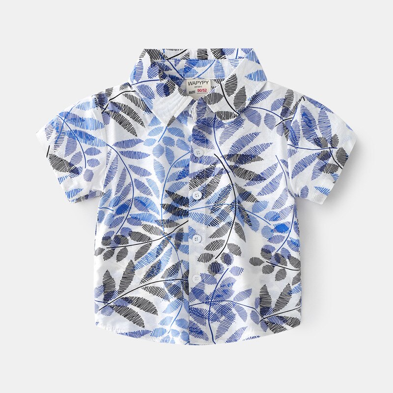Toddler Baby Boy Girls Clothes Kids Short Sleeve Floral Shirt Boho Beach Print Party Gentleman Summer Vacation Boys Shirt: A / 2T
