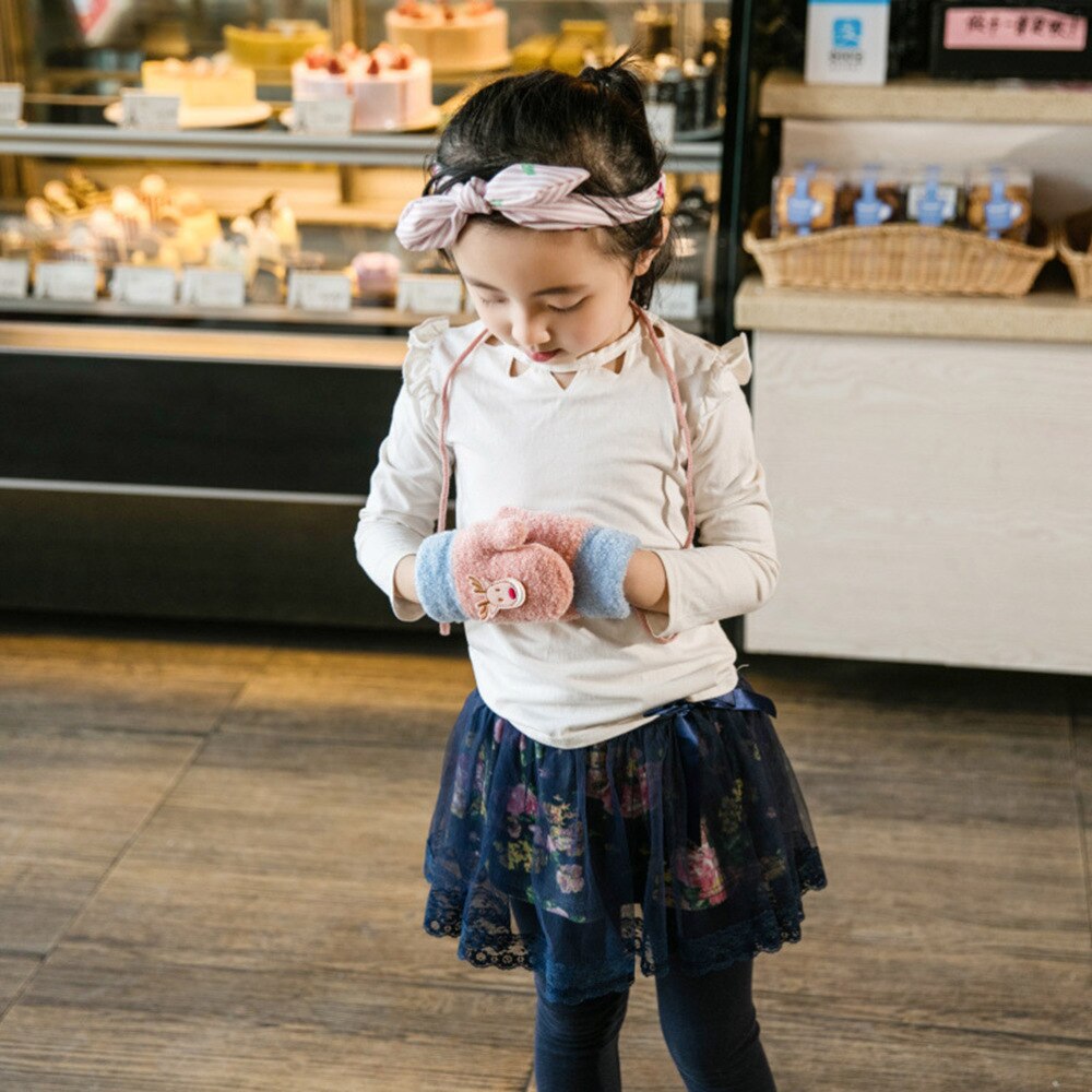 Manopla con estampado de ciervo Unisex para niños, protector de manos cálido de invierno, cobertura completa, interior y exterior, 1 par