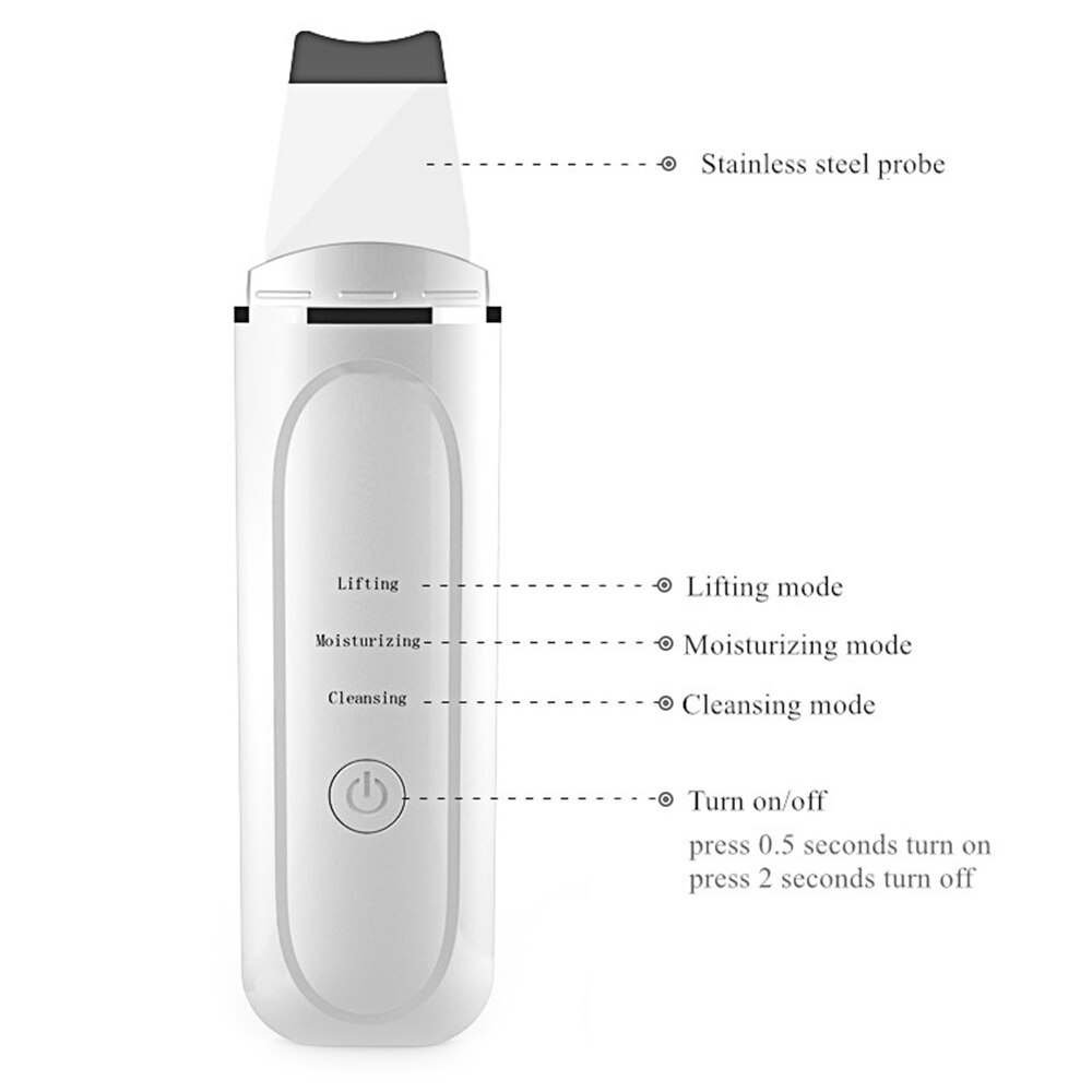 Skin Scrubber Facial Skin Scrubber Electric SPA Gentle Blackhead Remover Ultrasonic Facial Cleaner Spatula Face Lifting Massager