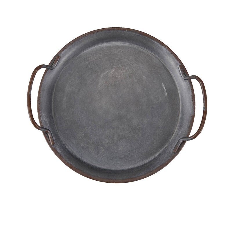 Europæisk retro metalplade med håndtag håndlavede runde smede vintage opbevaring brødbakke boligindretning haven restaurant