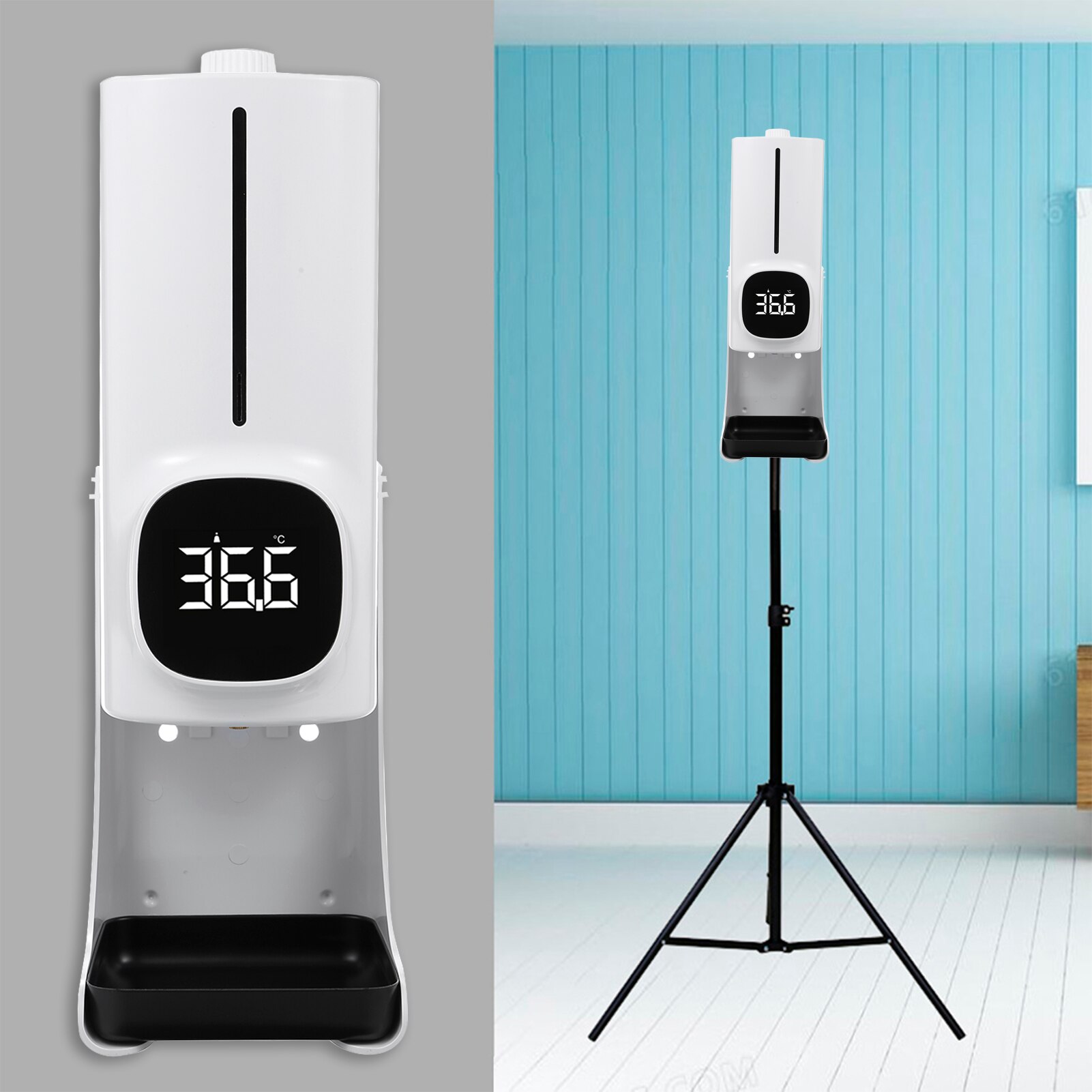 1500ml Wall Mounted Automatic Soap Dispenser Hand Sanitizer Dispenser Non-contact Infrared Thermometer