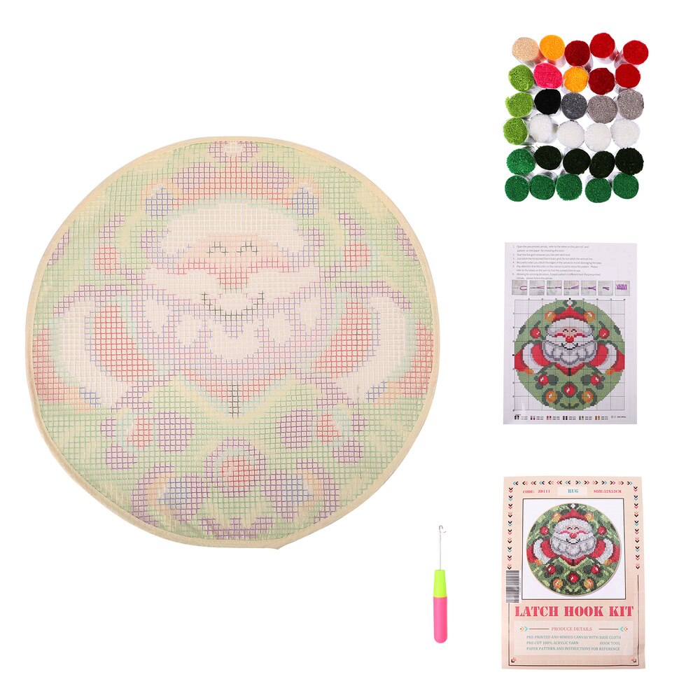 1 Set Of DIY Kit Interesting Handmade Latch Hook Kits Carpet Making Material DIY Rug Kit for Home