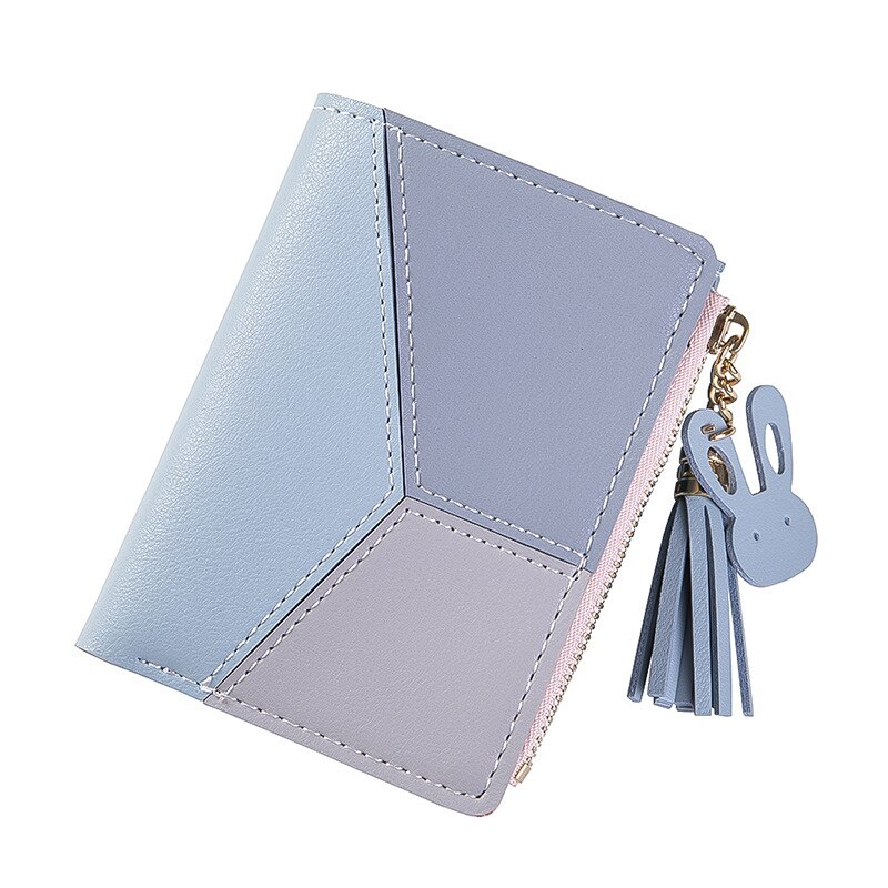 Wallet Women Zipper Closure Spliced Wrist Strap Tassel Purses Wallet for Girls Phone Coin Long Purse Card Holder