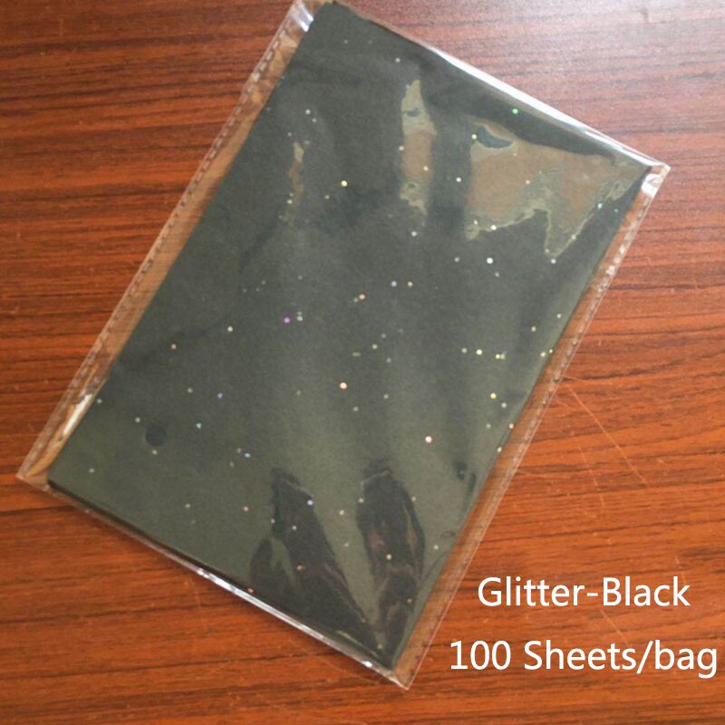 100 arkuszy/worek A5 papiery do pakowania Retro kolorowy nadruk bibułka zakładka pakowanie prezentów papiery kwiatowy prezent opakowanie DIY: Black-Glitter Dots