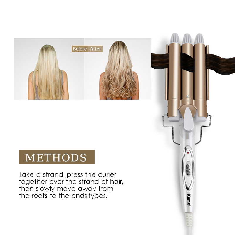 Fer à friser à trois branches, outil de coiffure en céramique pour style capillaire