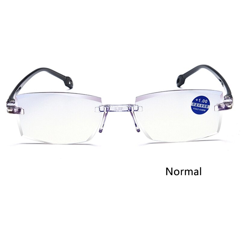 Onbreekbaar Randloze Snijden Bifocale Leesbril Unisex Ver Buurt Anti Blauw Licht Verziend Glazen Ultralight Brillen: +400 / Normal