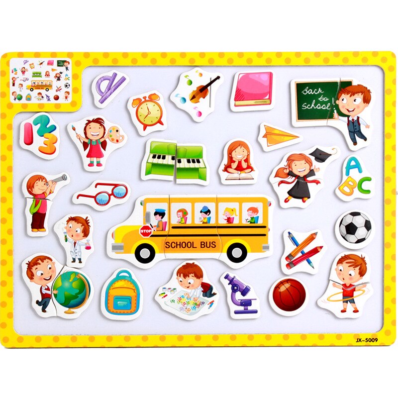 Wooden Magnetic World Map Puzzle Various Themes Early Childhood Education Educational Toys Magnetic Map Cognitive Learning Toys: school life