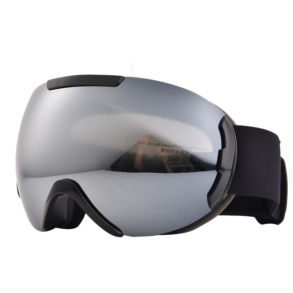 Skidglasögon snowboard sportglasögon uv-skyddande dubbelskiktad skidåkning bergsklättring stora glasögon med anti-im för herr dam: Silver-