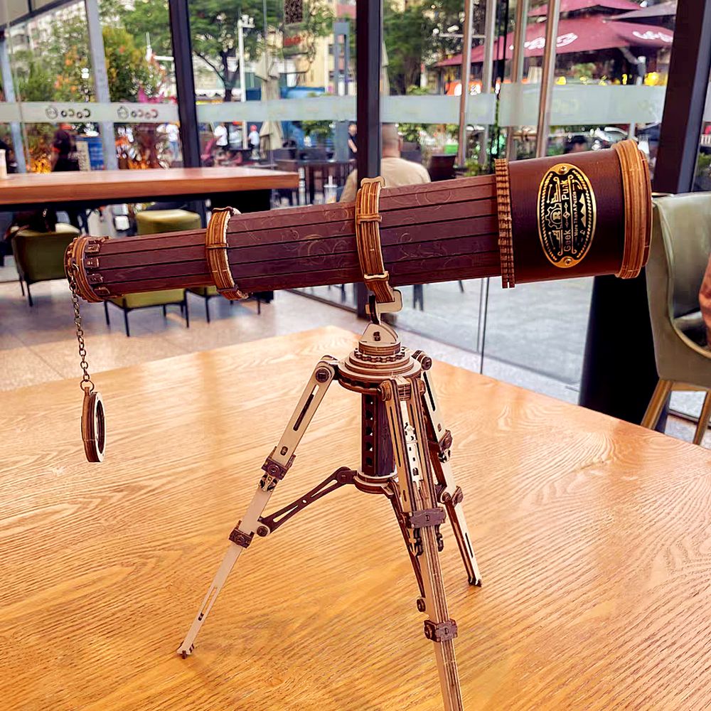 Telescópio monocular artesanal para decoração de casa, criativo Material DIY, Patchwork de madeira, ornamento tridimensional, ZD847