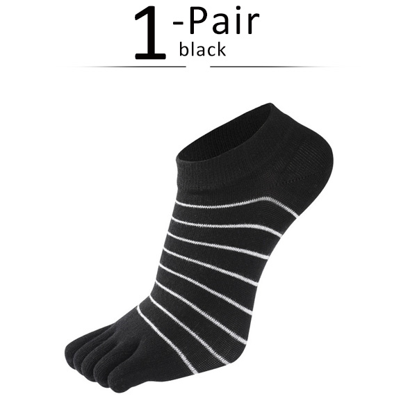 1 paire de chaussettes à cinq doigts en pur coton pour femme et fille, rayées, solides, , mignonnes, Harajuku, sans spectacle, avec orteils, offre spéciale: Black