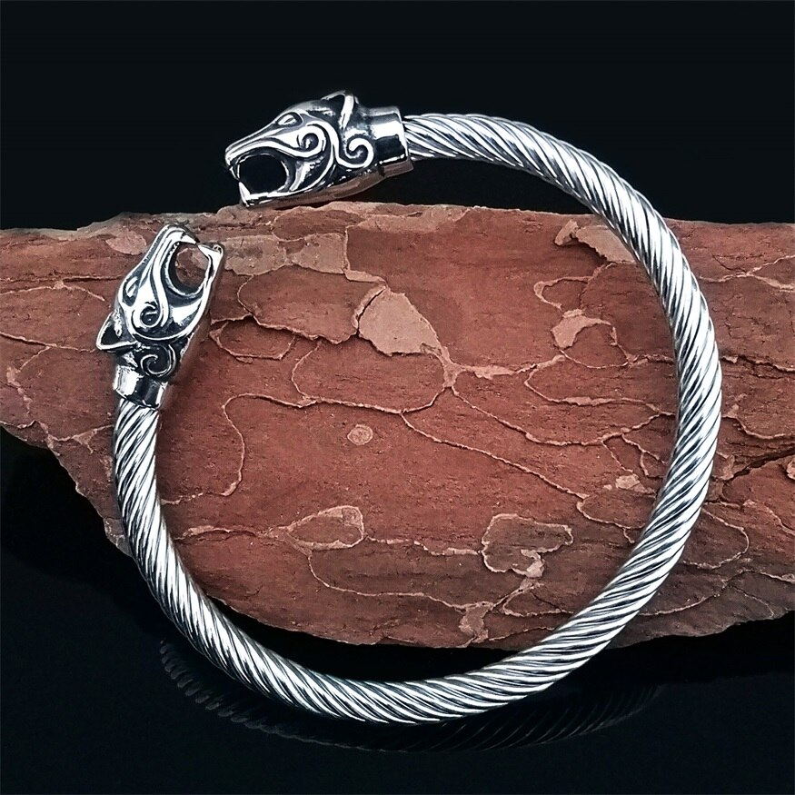 Vargarmband i rostfritt stål smycken tillbehör vikingarmband herrarmband manschett armband kvinnligt armband: Vargarmband 2