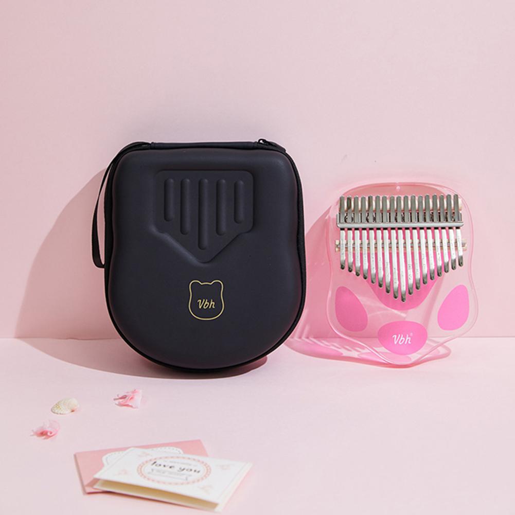 17 Keys Kalimba Thumb Piano Cat Paw Portable Transparent Acrylic Mbira with Tuning Hammer Bag: Default Title