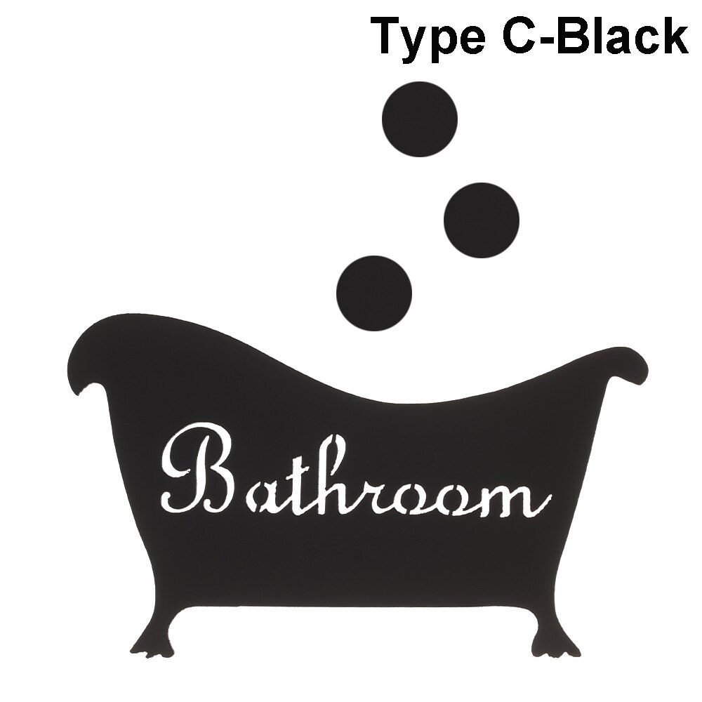 3D Vinyl Bad Spiegel Aufkleber Frau & Mann Wc Zeichen Spiegel Wand Aufkleber Home Hotel Waschraum Tür Zeichen Spiegel Aufkleber: black Type C